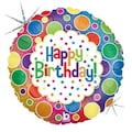 Betallic Betallic 55523 18 in. Rainbow Dots Birthday Holo Flat Foil Balloon; Pack of 5 55523
